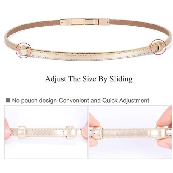 2 Pack Women's Skinny Patent Leather Belt Adjustable Slim Waist Belt for Dress - Picture 6 of 7